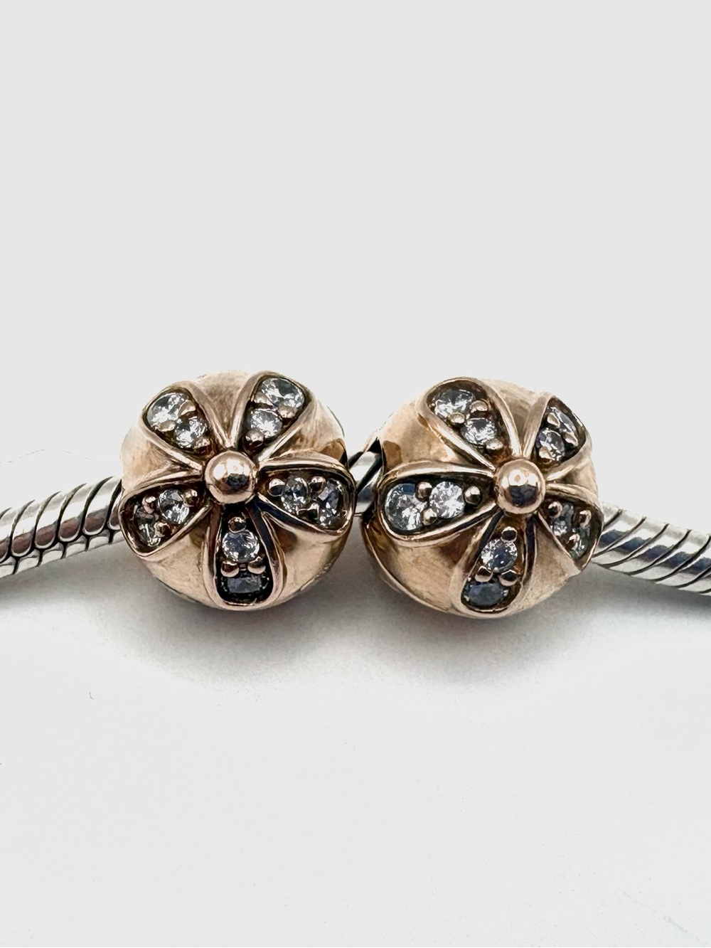 Pandora Rose Gold Dazzling Daisies Clip Set of 2